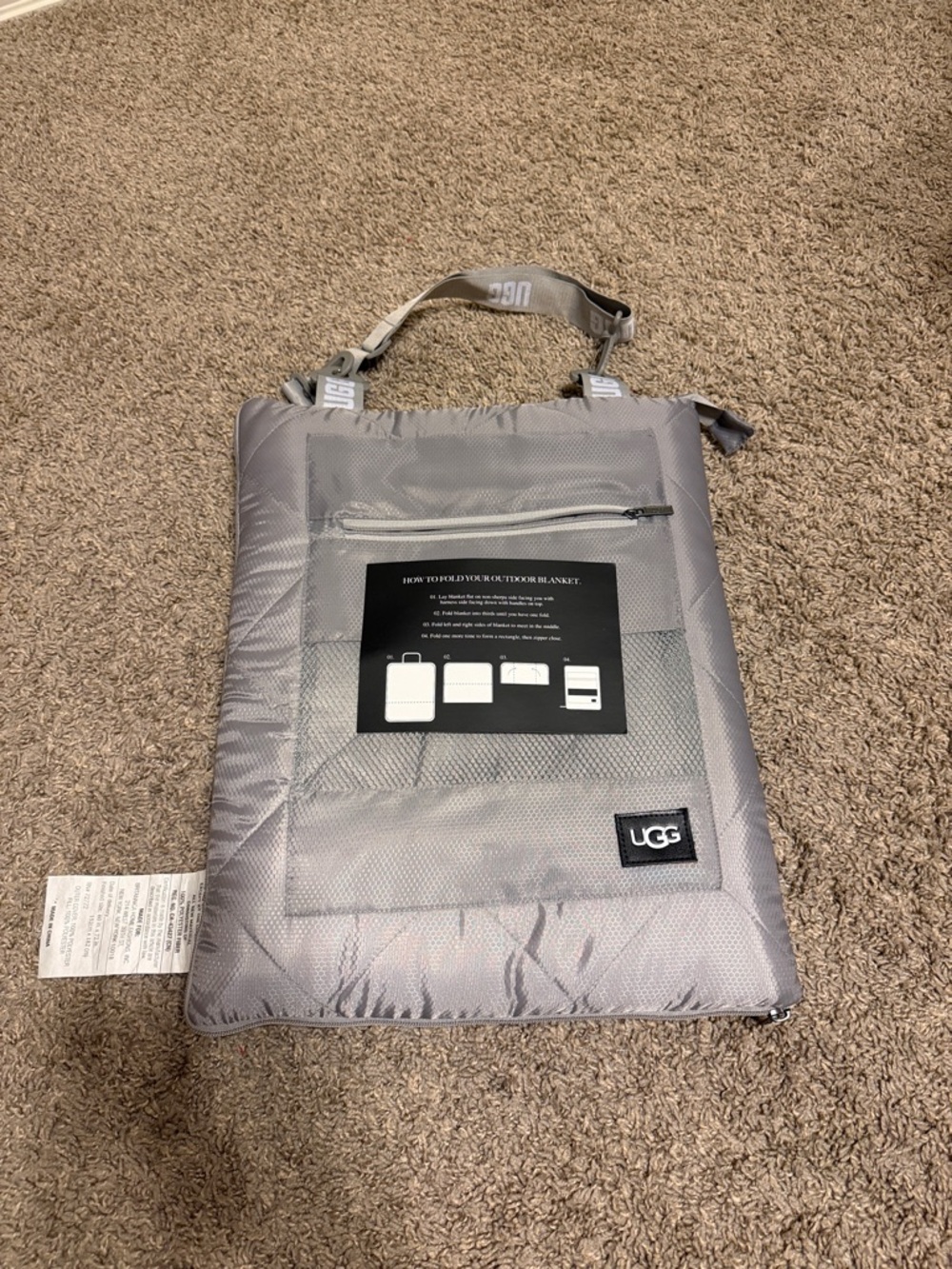 UGG Quilted Foldable Travel Blanket Carrier - Gray